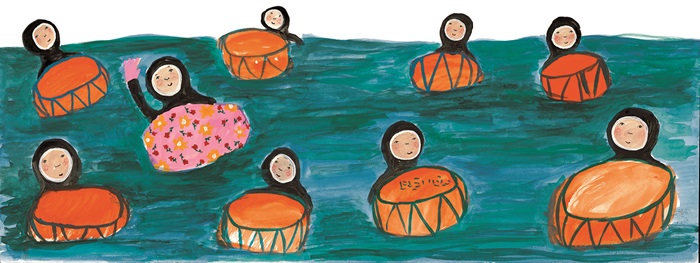 Spanish artist Eva Armisen has 30 paintings of Jeju's <i>haenyeo</i> divers in her current Seoul exhibition 'Beginnings.'